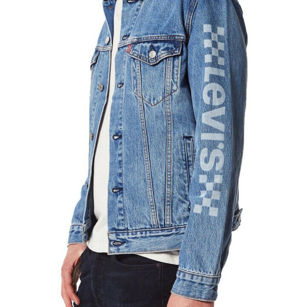 LEVIS Printed Sleeve Trucker Western Unisex Jacket Size: S